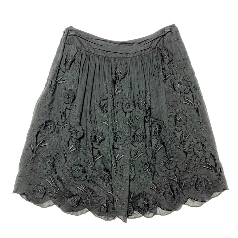 SHOP CLOSING! Anthropologie Baraschi Floral Appliqué Embroidered Skirt